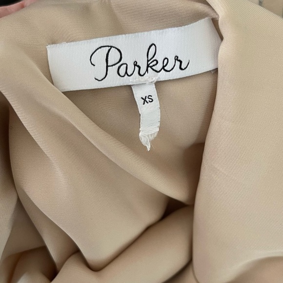 Revolve Parker Sienna Dress Cream Metallic Ruffle Hem Size XS - Picture 10 of 11